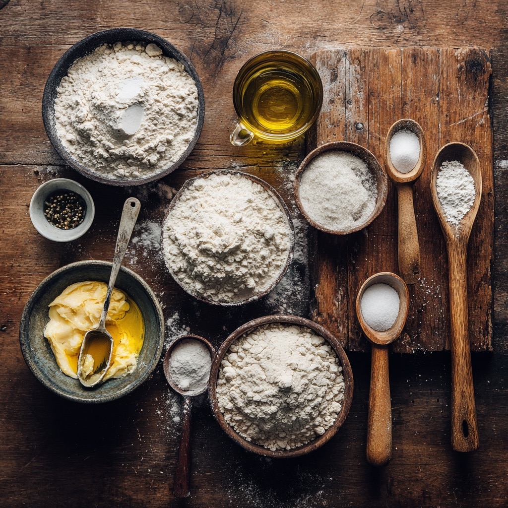 Sicilian Pizza Dough Recipe: The Simple Secret to a Crust You’ll Crave 7 Ingredients for Sicilian pizza dough recipe on wooden table